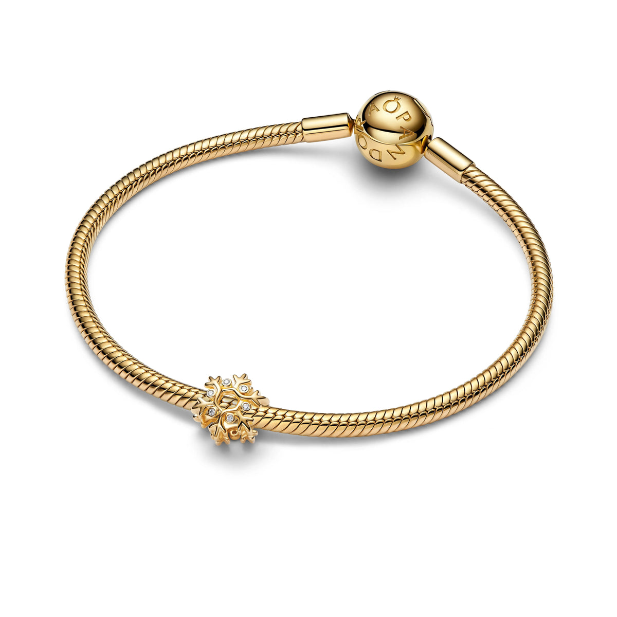 Fiocco di neve placcato oro 14k charm con zirconia cubica trasparente - 764249C01 - Simmi Gioiellerie -Charm