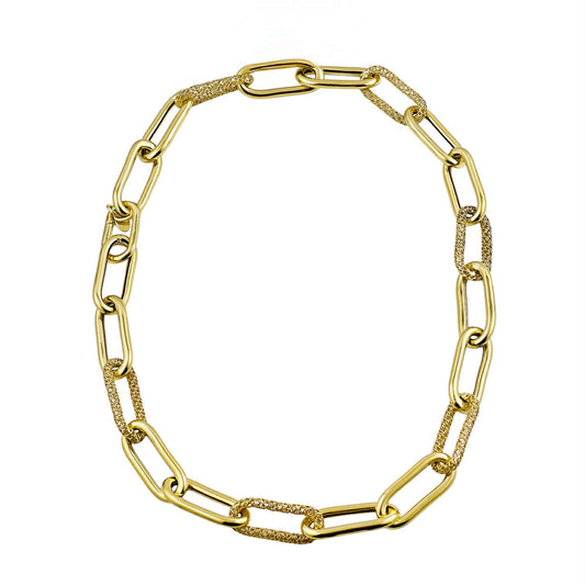 Girocollo a catena con maglie ovali in argento dorato e zirconi - Simmi925 - Simmi Gioiellerie - Collane