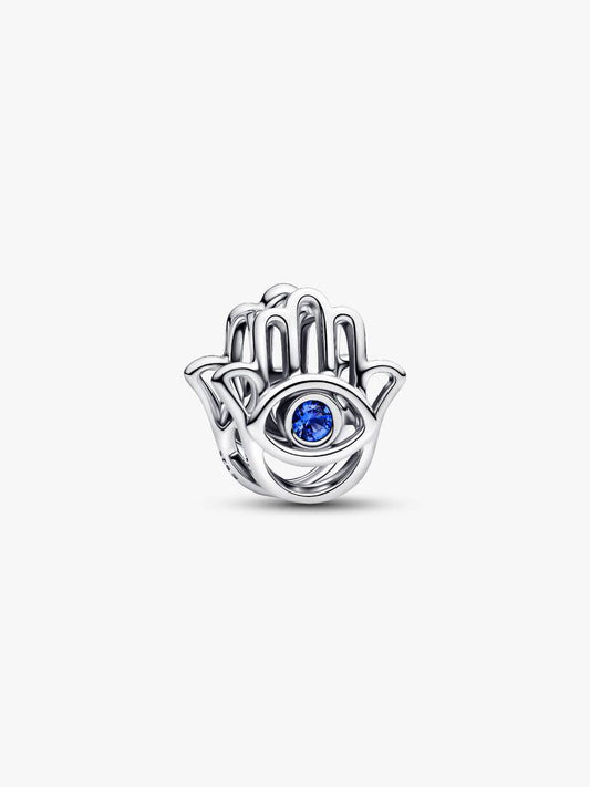 Mano di Fatima charm in argento sterling con stellar blu cristallo - 794062C01 - Simmi Gioiellerie -Charm