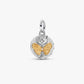 Medaglione Farfalla in argento sterling e placcato oro 14k con zirconia cubica trasparente - 764803C01 - Simmi Gioiellerie -Charm