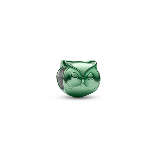 Mini Charm Gufo in argento sterling con smalto verde - 794900C01 - Simmi Gioiellerie -Charm