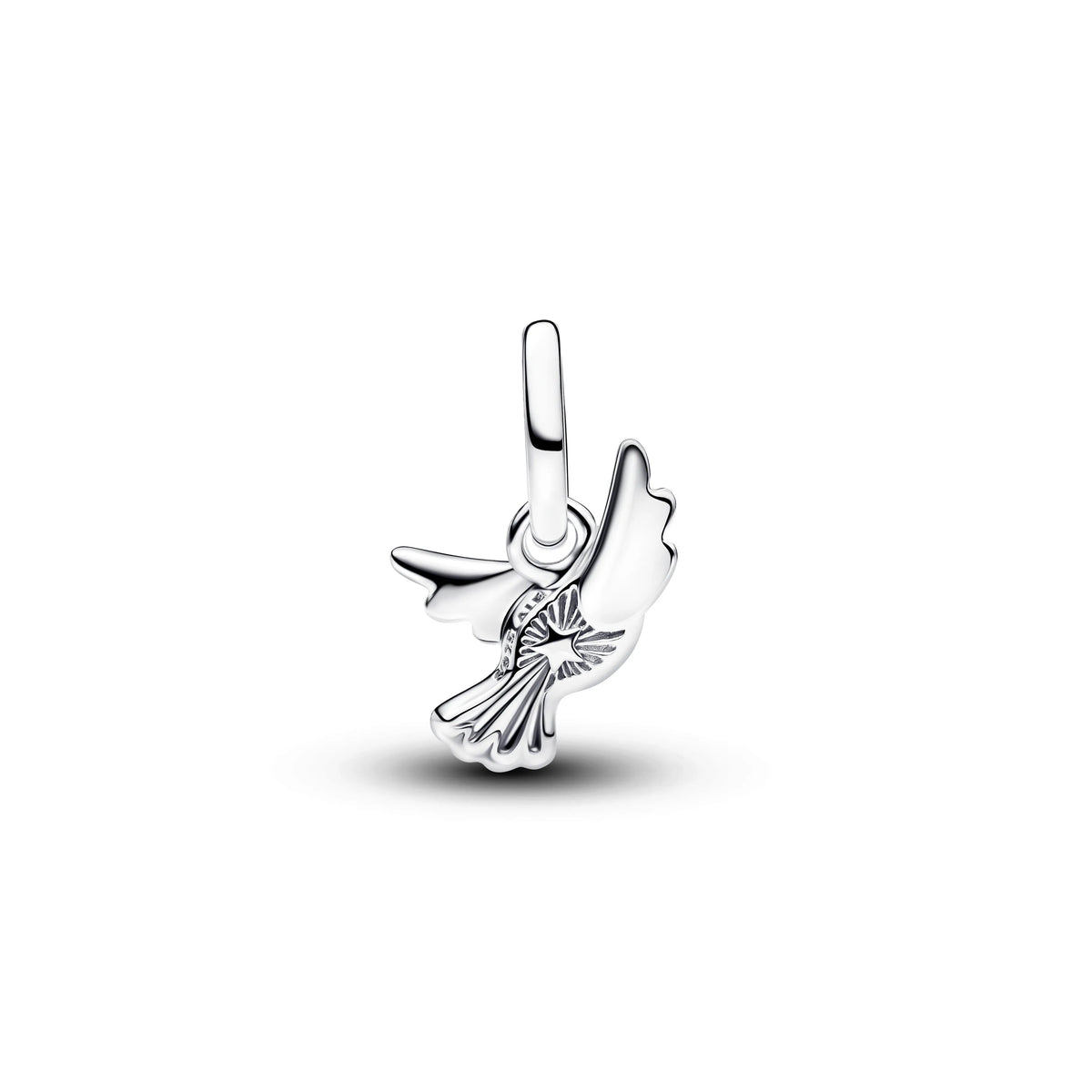 Mini ciondolo pendente Colomba in argento sterling con opale bianco creato in laboratorio - 794566C01 - Simmi Gioiellerie -Charm