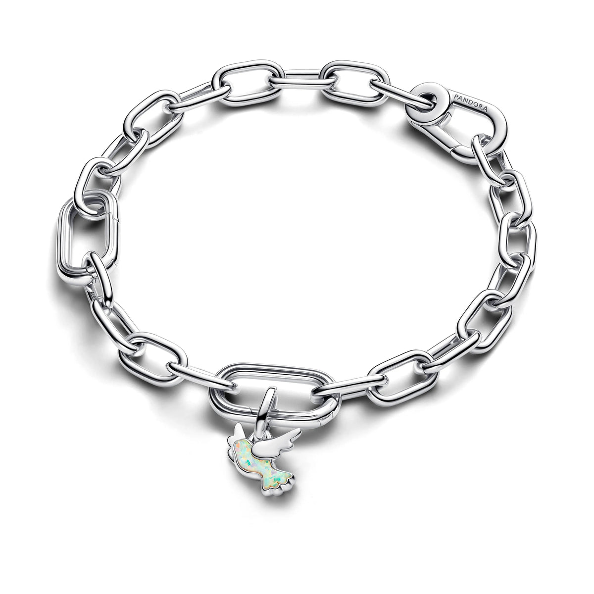 Mini ciondolo pendente Colomba in argento sterling con opale bianco creato in laboratorio - 794566C01 - Simmi Gioiellerie -Charm