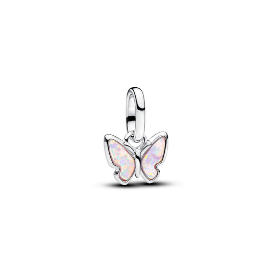 Mini ciondolo pendente Farfalla in argento sterling con opale rosa creato in laboratorio - 793825C01 - Simmi Gioiellerie -Charm