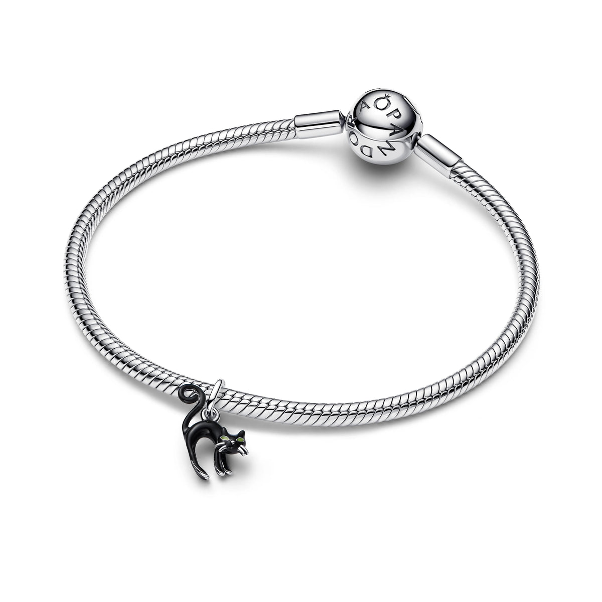 Nero cat argento sterling pendente con nero e fosforescente smalto - 794769C01 - Simmi Gioiellerie -Charm