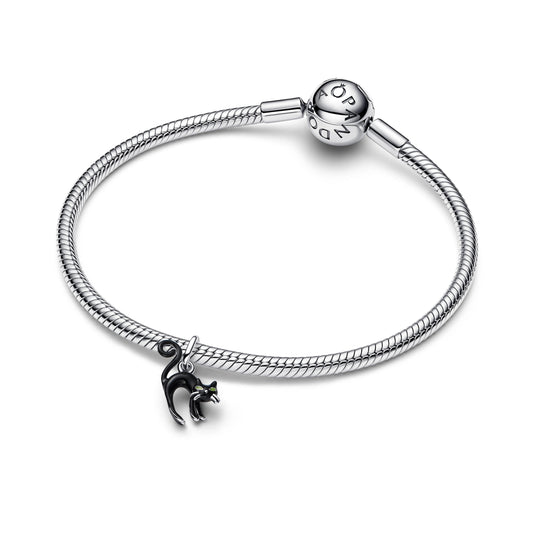 Nero cat argento sterling pendente con nero e fosforescente smalto - 794769C01 - Simmi Gioiellerie -Charm