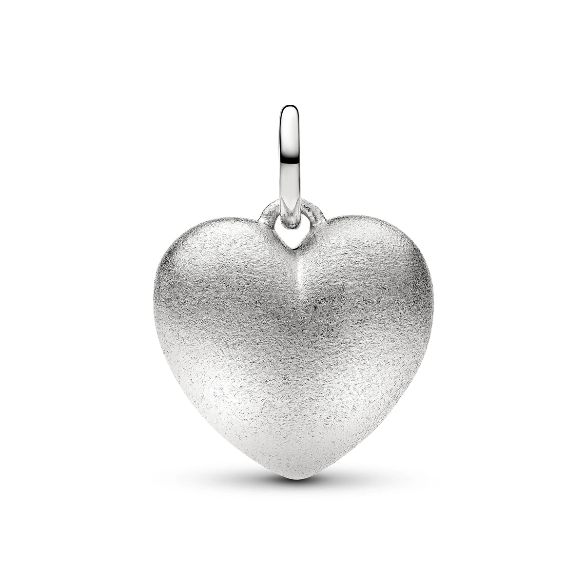 Opaco bombato cuore placcato platino pendente - 734908C00 - Simmi Gioiellerie -Charm