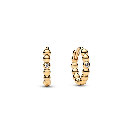 Orecchini a cerchio huggie placcati oro 14k con zirconia cubica trasparente - 264823C01 - Simmi Gioiellerie -Anelli