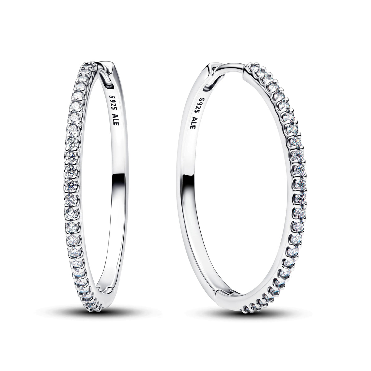 Orecchini a cerchio in argento sterling con zirconia cubica trasparente, 28 mm - 294650C01 - Simmi Gioiellerie -Orecchini