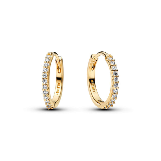 Orecchini a cerchio placcato in oro 14k con zirconia cubica trasparente, 16 mm - 264649C01 - Simmi Gioiellerie -Orecchini