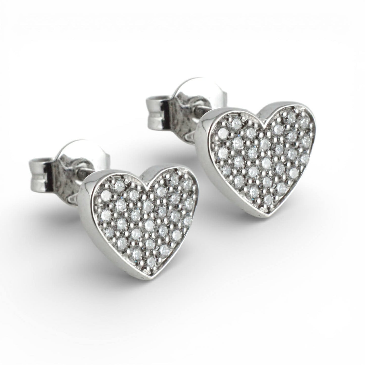 Orecchini a Cuore in Oro Bianco 18 kt con Diamanti - Simmi Gioielli - Simmi Gioiellerie - Orecchini