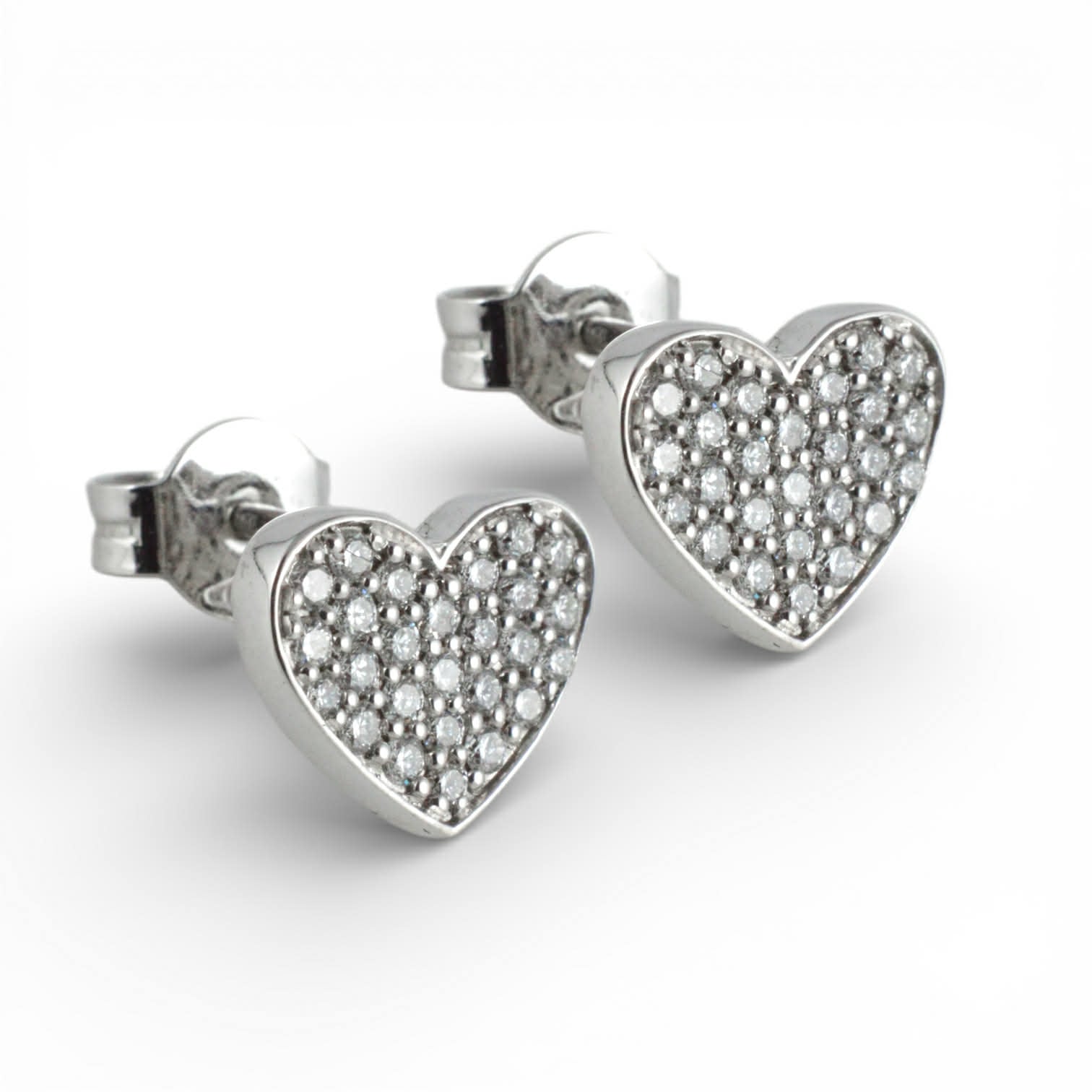 Orecchini a Cuore in Oro Bianco 18 kt con Diamanti - Simmi Gioielli - Simmi Gioiellerie - Orecchini