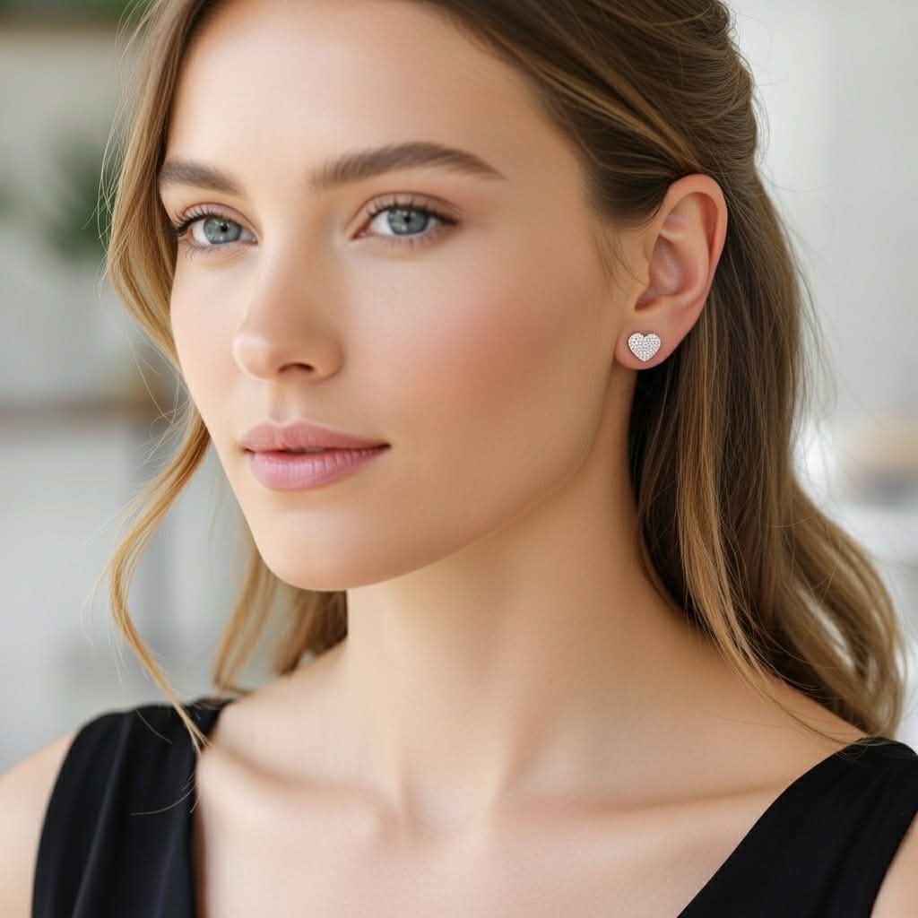 Orecchini a Cuore in Oro Rosa 18 Carati con Diamanti – Simmi Gioielli - Simmi Gioiellerie - Orecchini