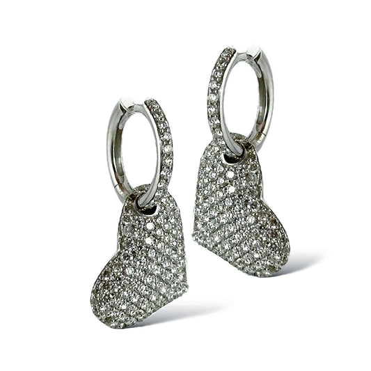 Orecchini a cuore pendenti in oro e diamanti - Simmi Gioielli - Simmi Gioiellerie - Orecchini