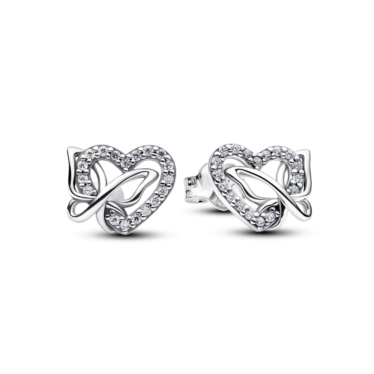 Orecchini a lobo Cuore e farfalla in argento sterling con zirconia cubica trasparente - 294476C01 - Simmi Gioiellerie -Orecchini