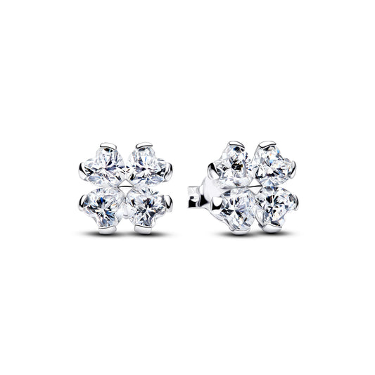 Orecchini a lobo Trifoglio in argento sterling con zirconia cubica trasparente - 294500C01 - Simmi Gioiellerie -Orecchini