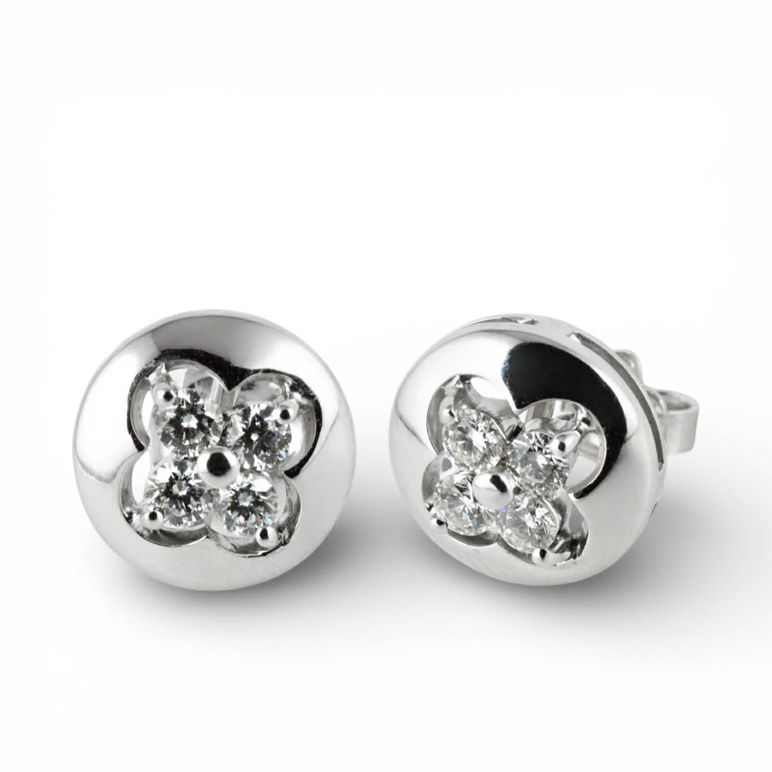 Orecchini Boule in Oro Bianco 18K con Diamanti a Fiore – Simmi Gioielli - Simmi Gioiellerie - Orecchini