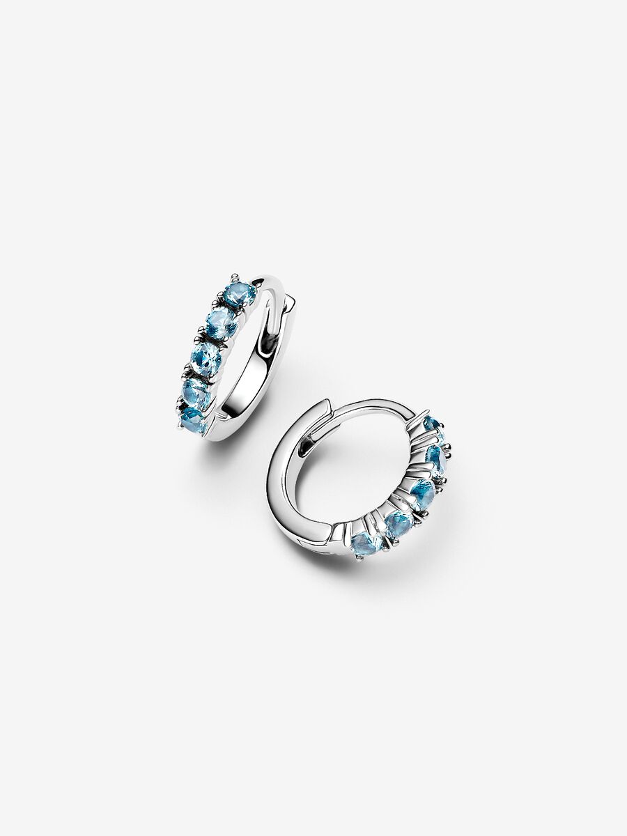 Orecchini Cerchi Piccoli Cristalli Azzurri - 293849C01 - Simmi Gioiellerie - Orecchini