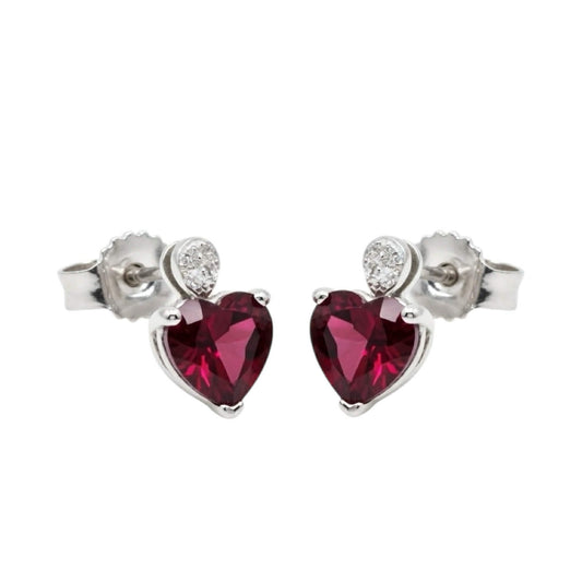 Orecchini Cuore in Oro Bianco con Rubino e Diamanti - Simmi Gioielli - Simmi Gioiellerie - Orecchini
