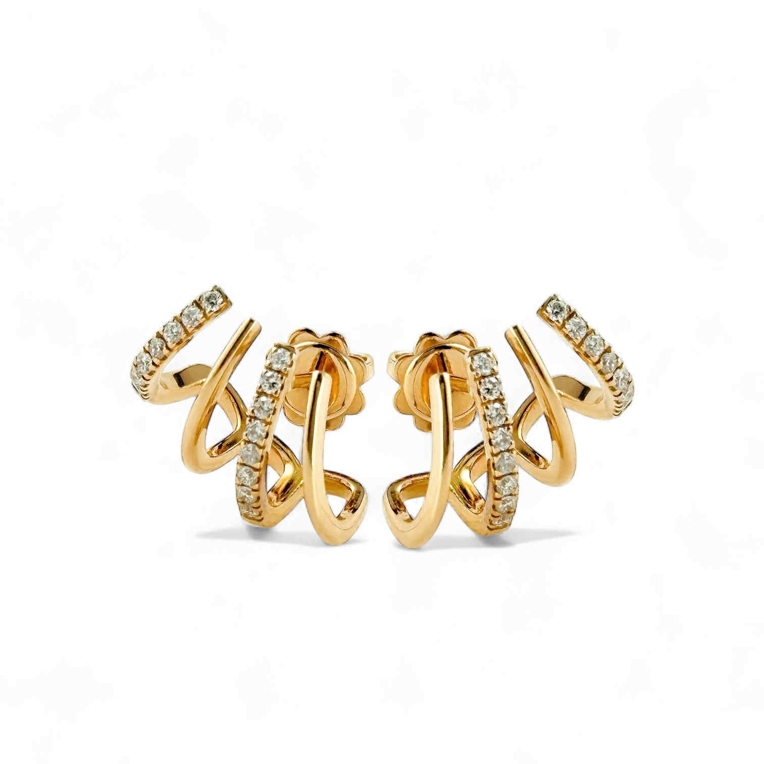 Orecchini donna modello quattro cerchi in oro rosa e diamanti - Simmi Gioielli - Simmi Gioiellerie - Orecchini