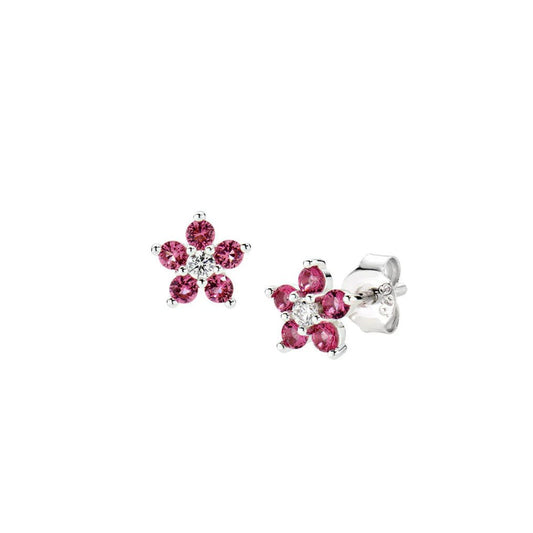 Orecchini Fiore con Petali Rosso Ciliegia - ESTEBCIB - Simmi Gioiellerie - Orecchini