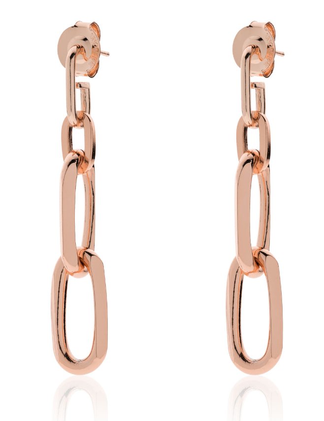 Orecchini in bronzo dorato rosa catena forzatina - 2027 - Simmi Gioiellerie -Orecchini
