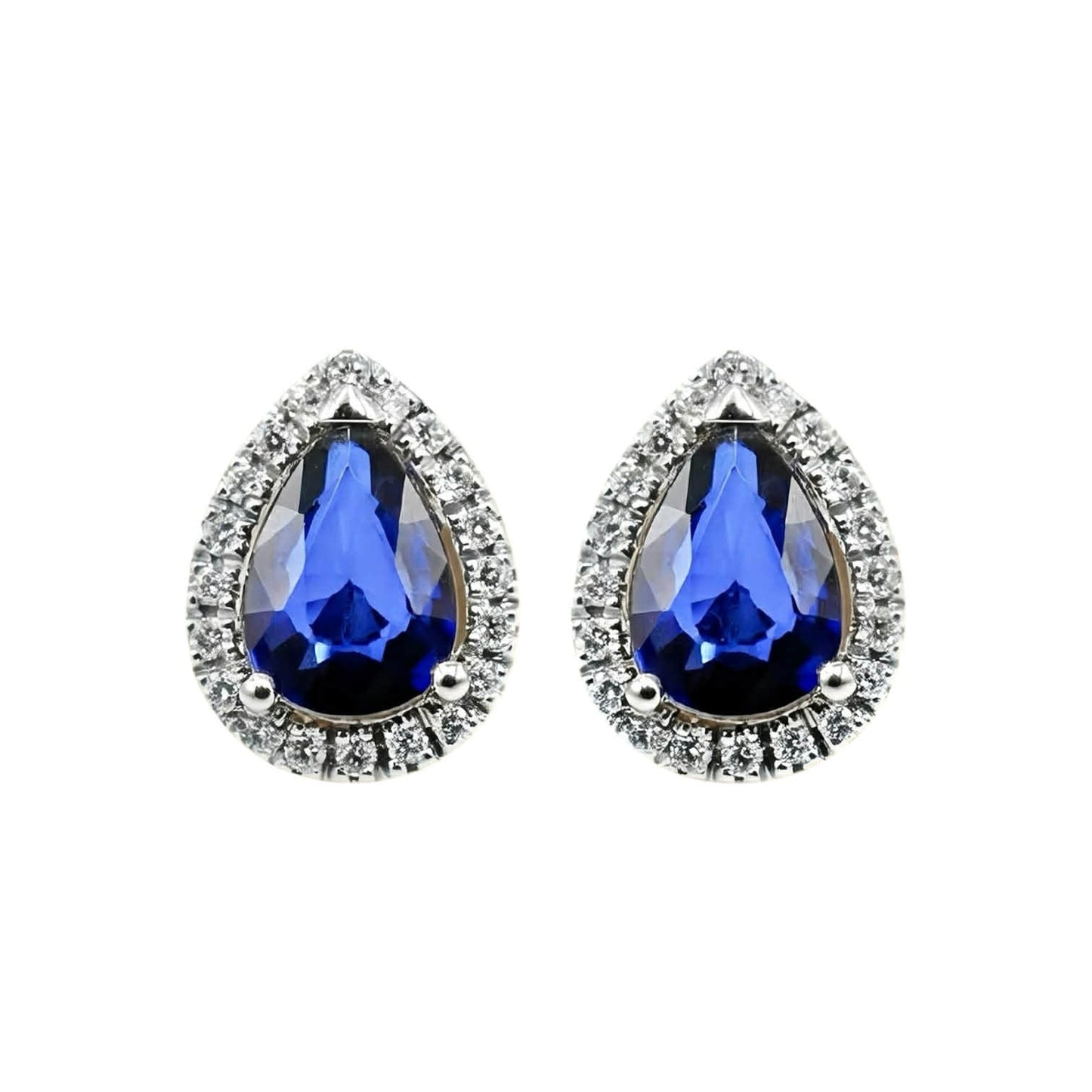 Orecchini in Oro Bianco con Zaffiri e Diamanti - Simmi Gioielli - Simmi Gioiellerie - Orecchini