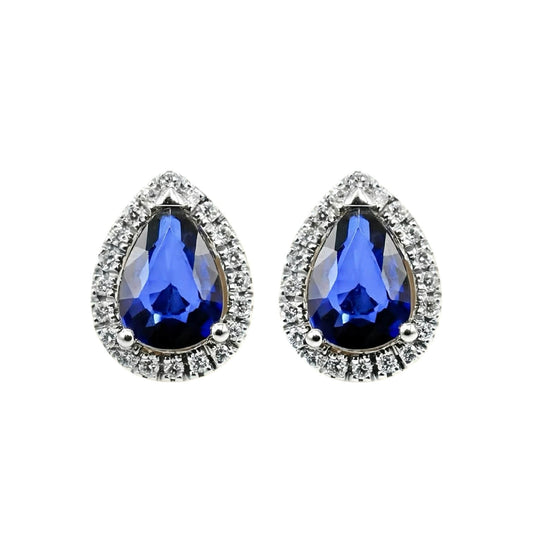 Orecchini in Oro Bianco con Zaffiri e Diamanti - Simmi Gioielli - Simmi Gioiellerie - Orecchini