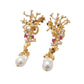 Orecchini Pendenti Floreali in Argento Dorato 925 con Perle Barocche Naturali - Simmi 925 - Simmi Gioiellerie -Orecchini