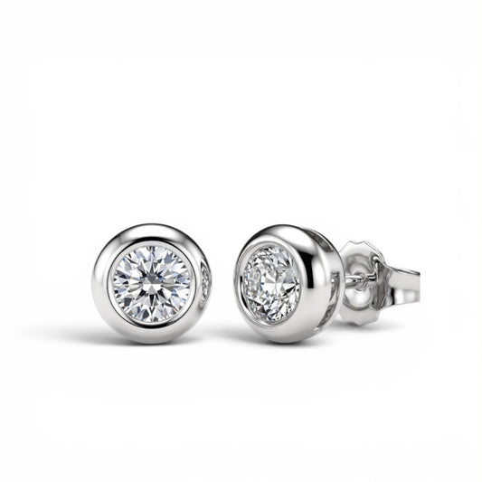 Orecchini Punto Luce Diamanti in Oro Bianco 18kt Montatura Blazer a Colletto - Simmi Gioielli - Simmi Gioiellerie -Orecchini