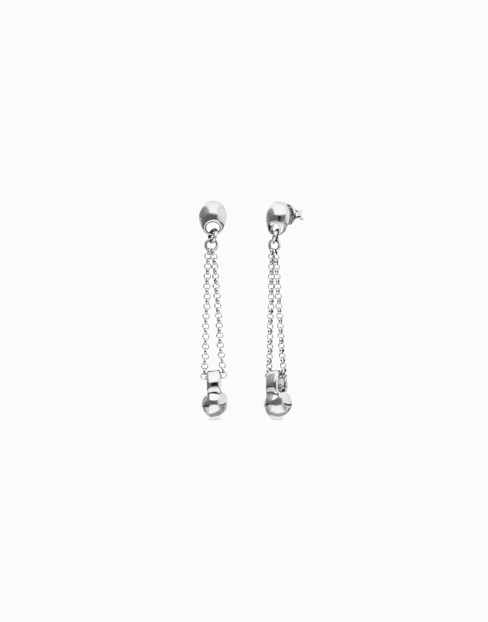 Orecchini Uno de 50 placcati in argento con catena lunga e sfera - Simmi Gioiellerie - Orecchini