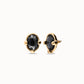 Orecchini Uno de 50 placcati oro 18 carati con cristallo ovale nero sfaccettato - PEN1002 - Simmi Gioiellerie - Orecchini