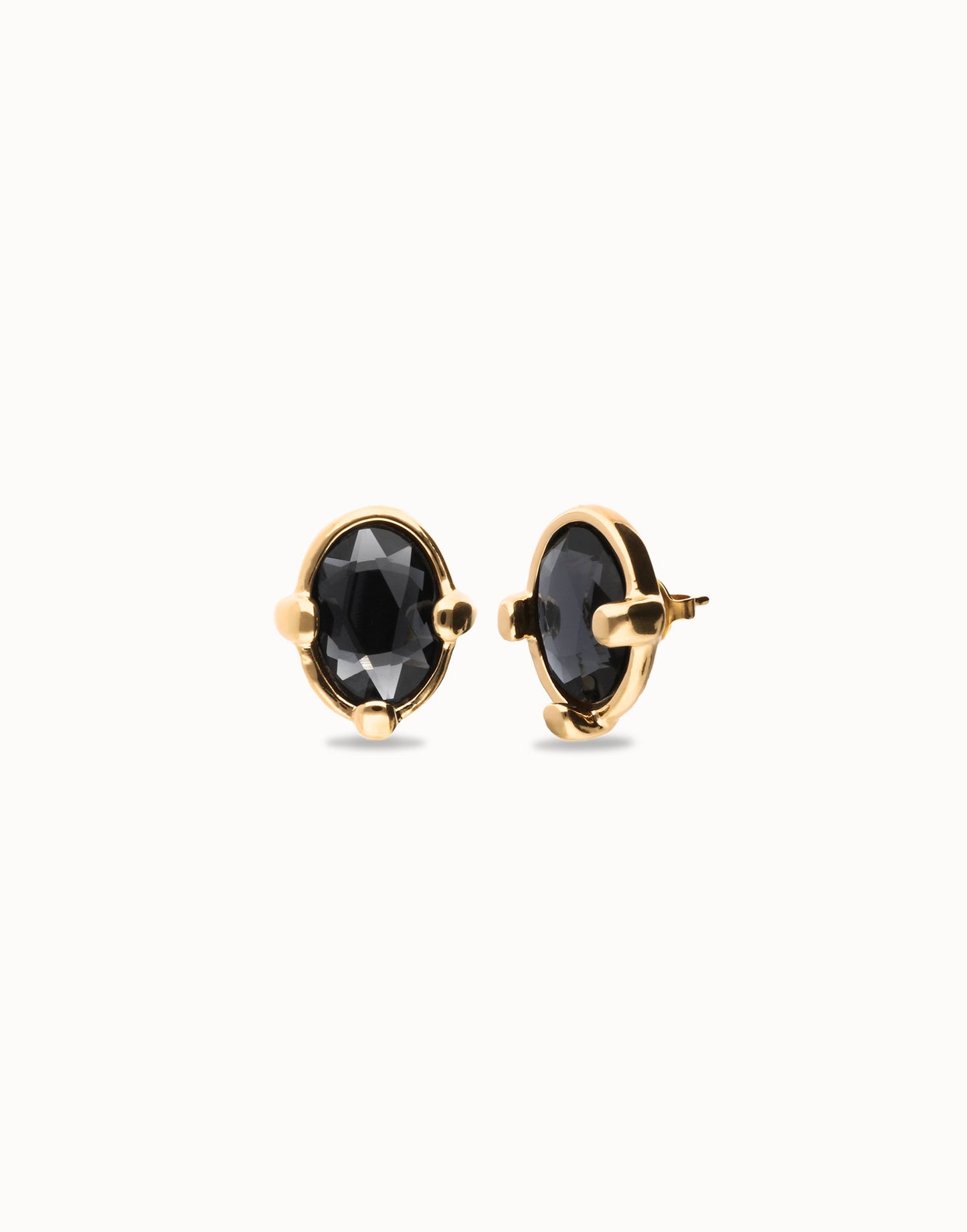 Orecchini Uno de 50 placcati oro 18 carati con cristallo ovale nero sfaccettato - PEN1002 - Simmi Gioiellerie - Orecchini