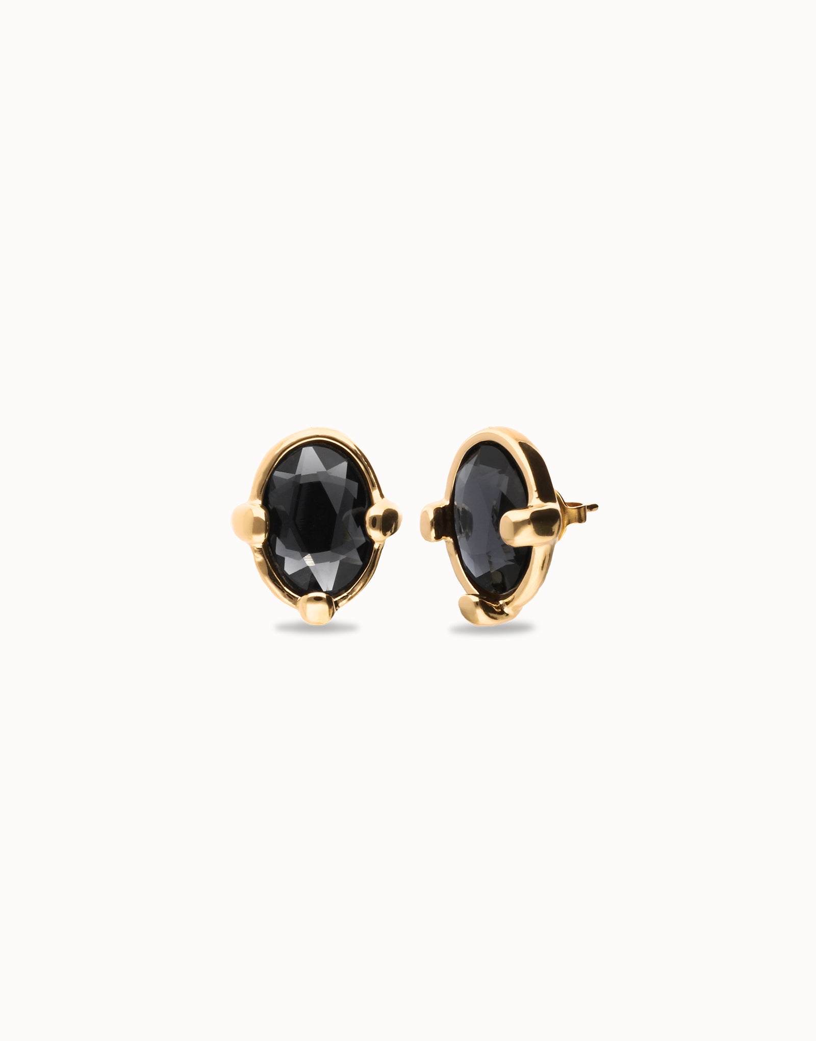 Orecchini Uno de 50 placcati oro 18 carati con cristallo ovale nero sfaccettato - PEN1002 - Simmi Gioiellerie - Orecchini