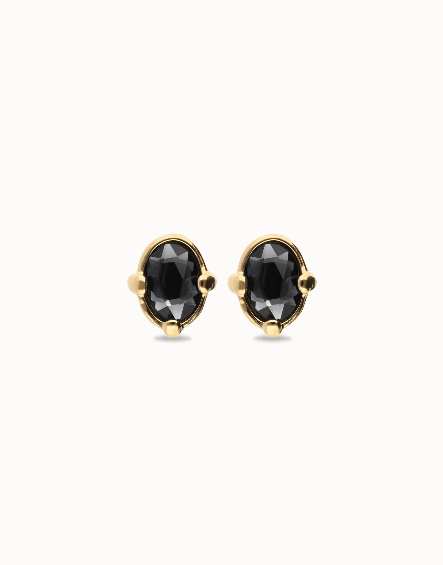Orecchini Uno de 50 placcati oro 18 carati con cristallo ovale nero sfaccettato - PEN1002 - Simmi Gioiellerie - Orecchini