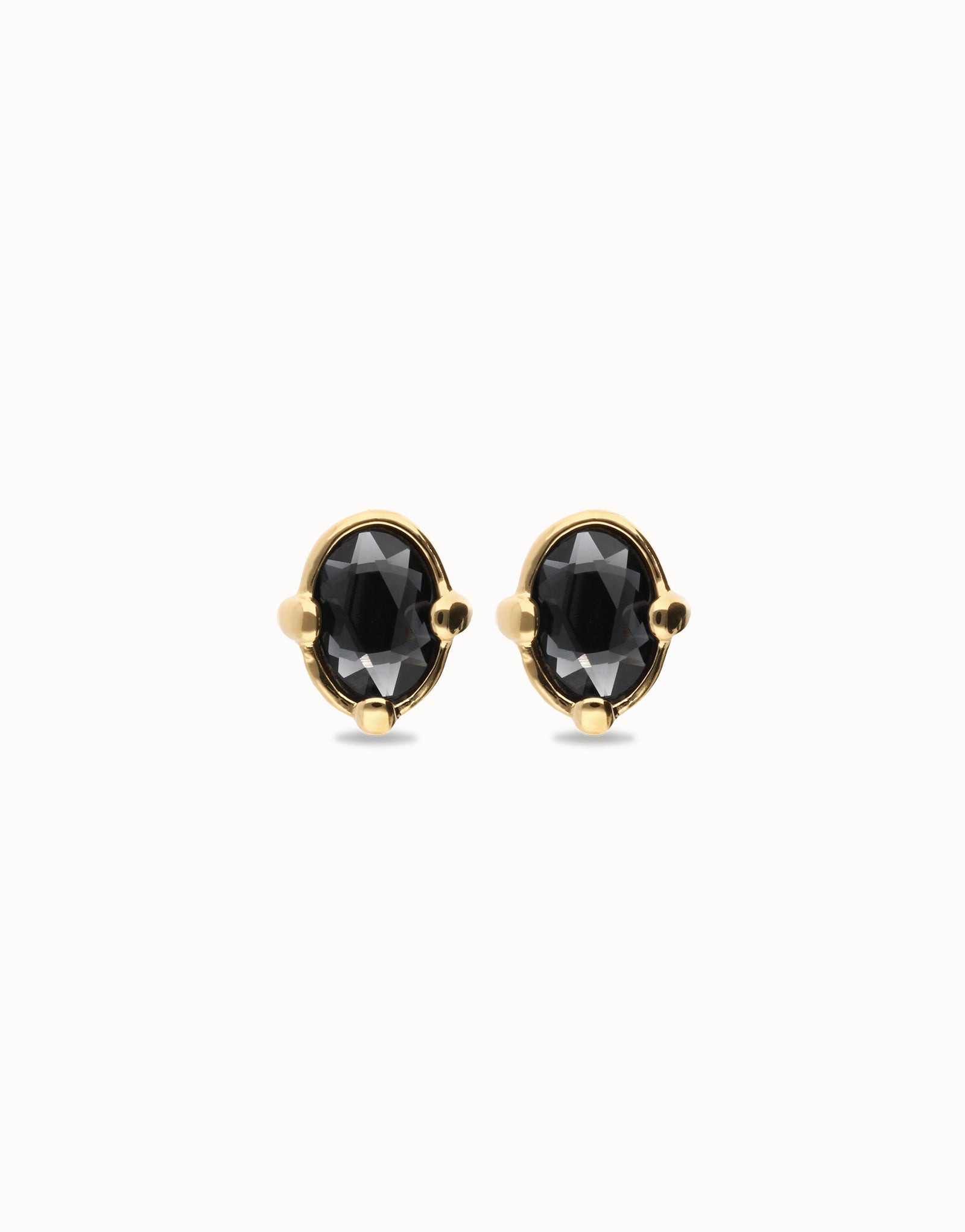 Orecchini Uno de 50 placcati oro 18 carati con cristallo ovale nero sfaccettato - PEN1002 - Simmi Gioiellerie - Orecchini