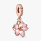 pendente con fiore di ciliegio mobile, placcato oro rosa 14k, con zirconia cubica rosa e smalto rosa e bianco sfumato - 780667C01 - Simmi Gioiellerie -Charm