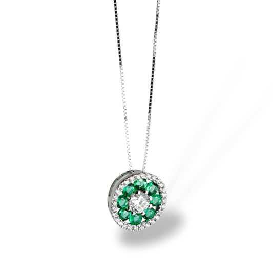 Pendente da donna in oro con smeraldo e diamanti - Simmi Gioielli - Simmi Gioiellerie - Collane