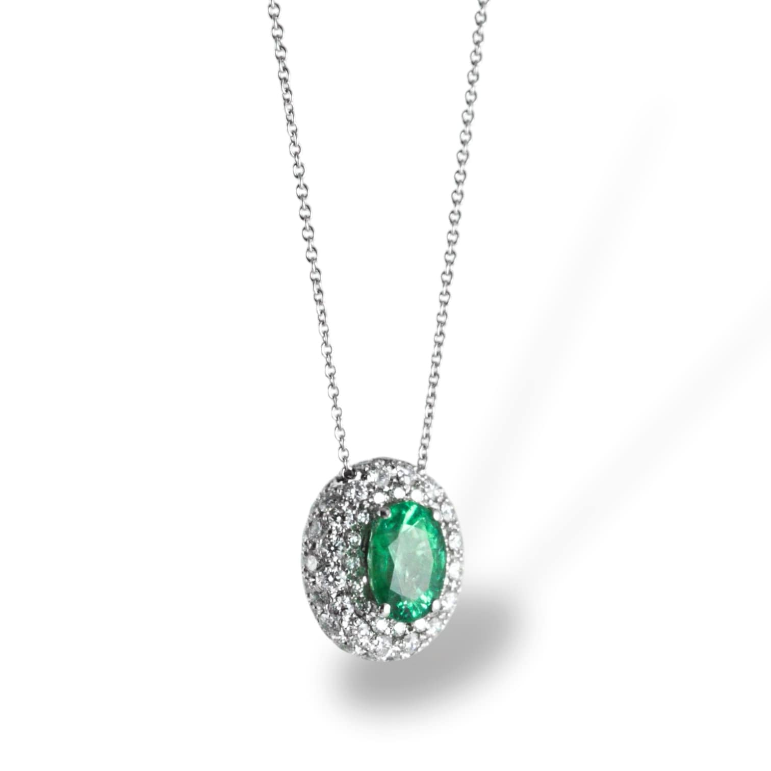 Pendente da donna in oro con smeraldo e diamanti - Simmi Gioielli - Simmi Gioiellerie - Collane