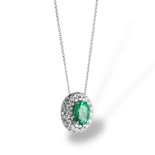 Pendente da donna in oro con smeraldo e diamanti - Simmi Gioielli - Simmi Gioiellerie - Collane