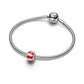 Placcato platino charm con rosso e bianco vetro di Murano - 735071C01 - Simmi Gioiellerie -Charm
