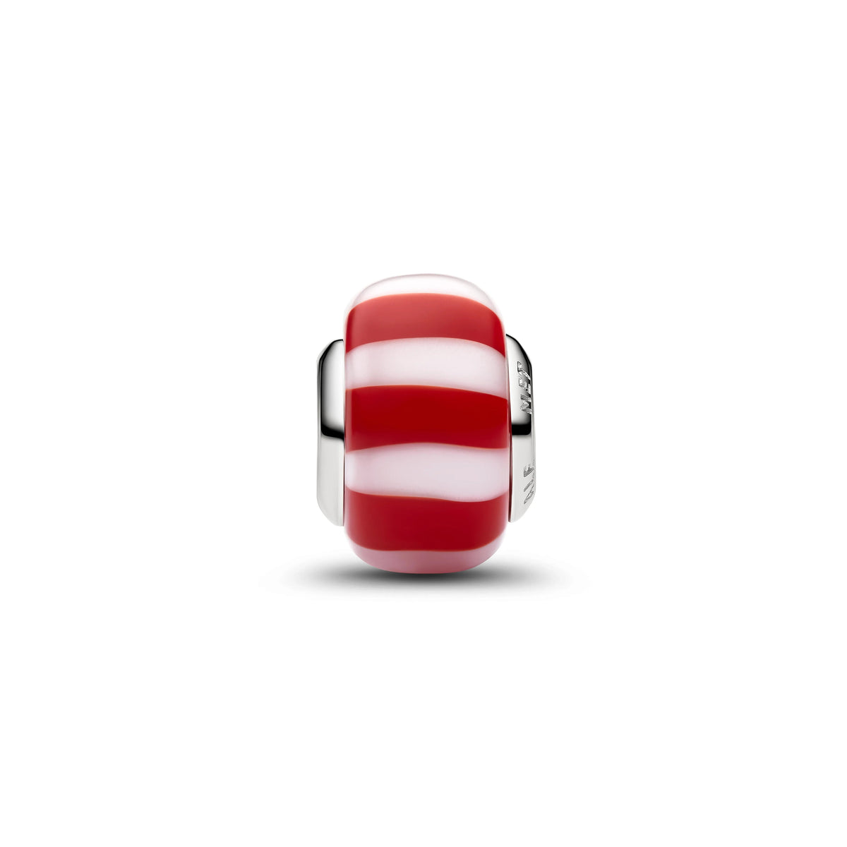Placcato platino charm con rosso e bianco vetro di Murano - 735071C01 - Simmi Gioiellerie -Charm