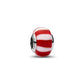 Placcato platino charm con rosso e bianco vetro di Murano - 735071C01 - Simmi Gioiellerie -Charm