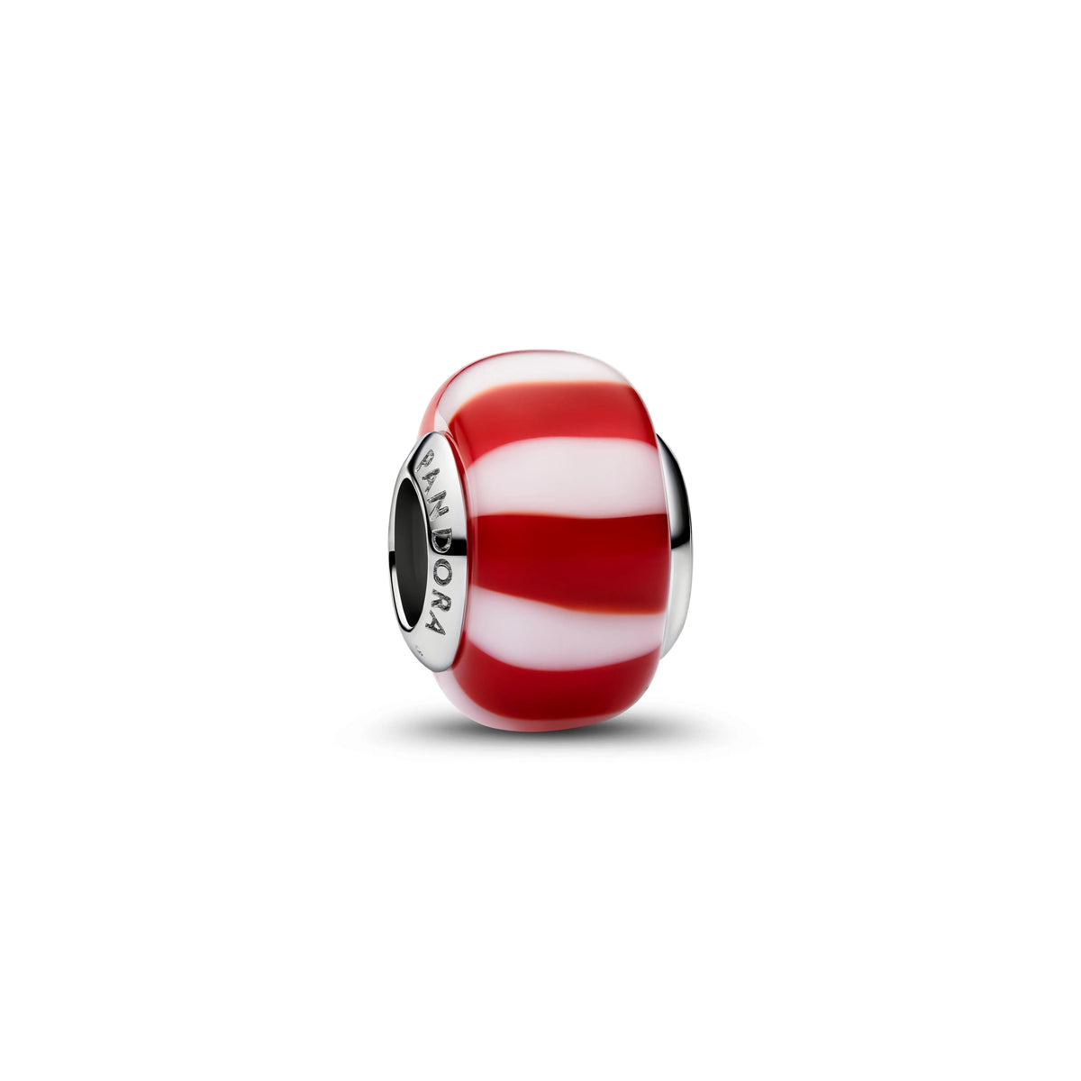 Placcato platino charm con rosso e bianco vetro di Murano - 735071C01 - Simmi Gioiellerie -Charm