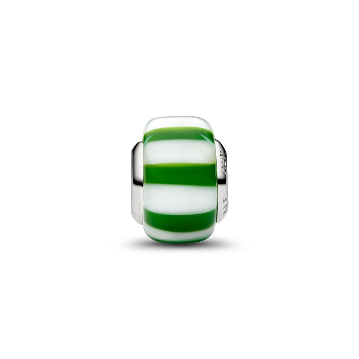 Placcato platino charm con verde e bianco vetro di Murano - 735071C02 - Simmi Gioiellerie -Charm