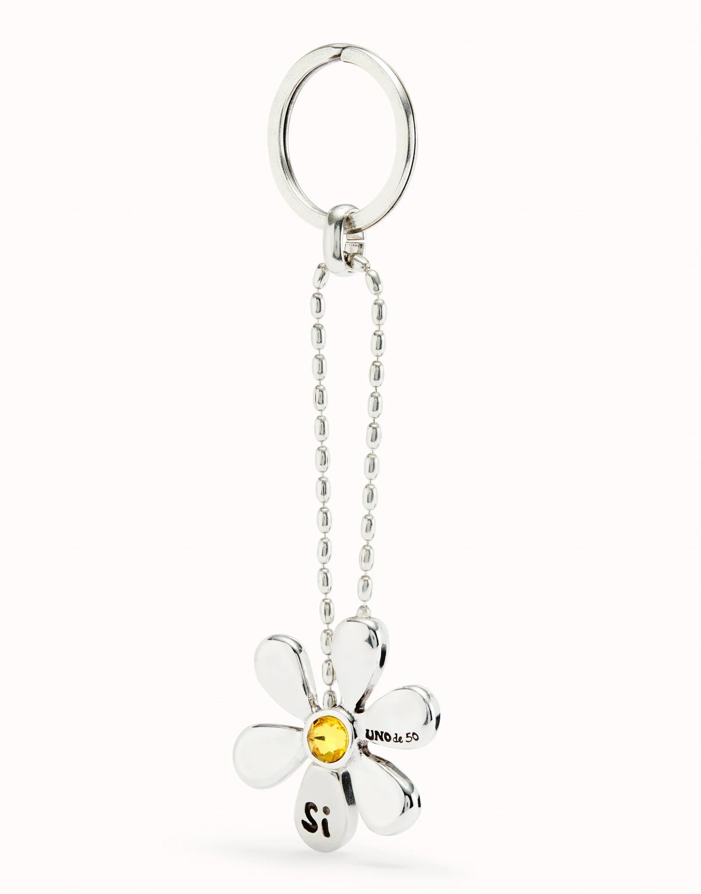 Portachiavi Uno de 50 fiore placcato argento Sterling - LLA1024 - Simmi Gioiellerie - Portachiavi
