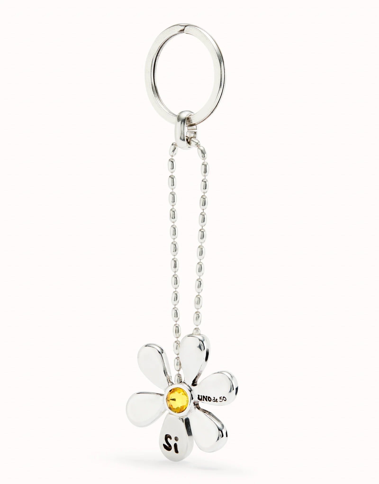Portachiavi Uno de 50 fiore placcato argento Sterling - LLA1024 - Simmi Gioiellerie - Portachiavi