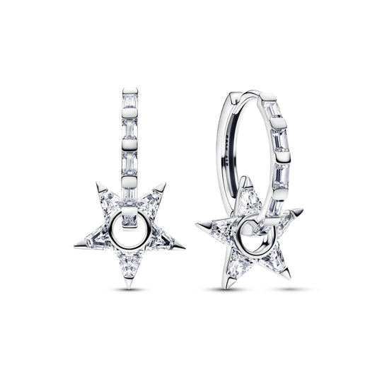 Stella argento sterling orecchini a cerchio con zirconia cubica trasparente - 295083C01 - Simmi Gioiellerie -Orecchini