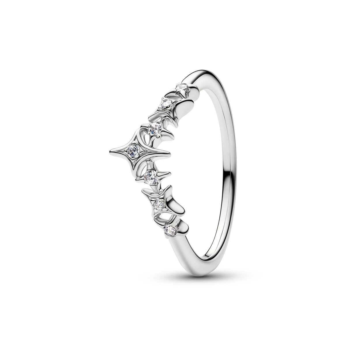 Stella con tiara placcato platino anello con zirconia cubica trasparente - 134946C01 - Simmi Gioiellerie -Anelli