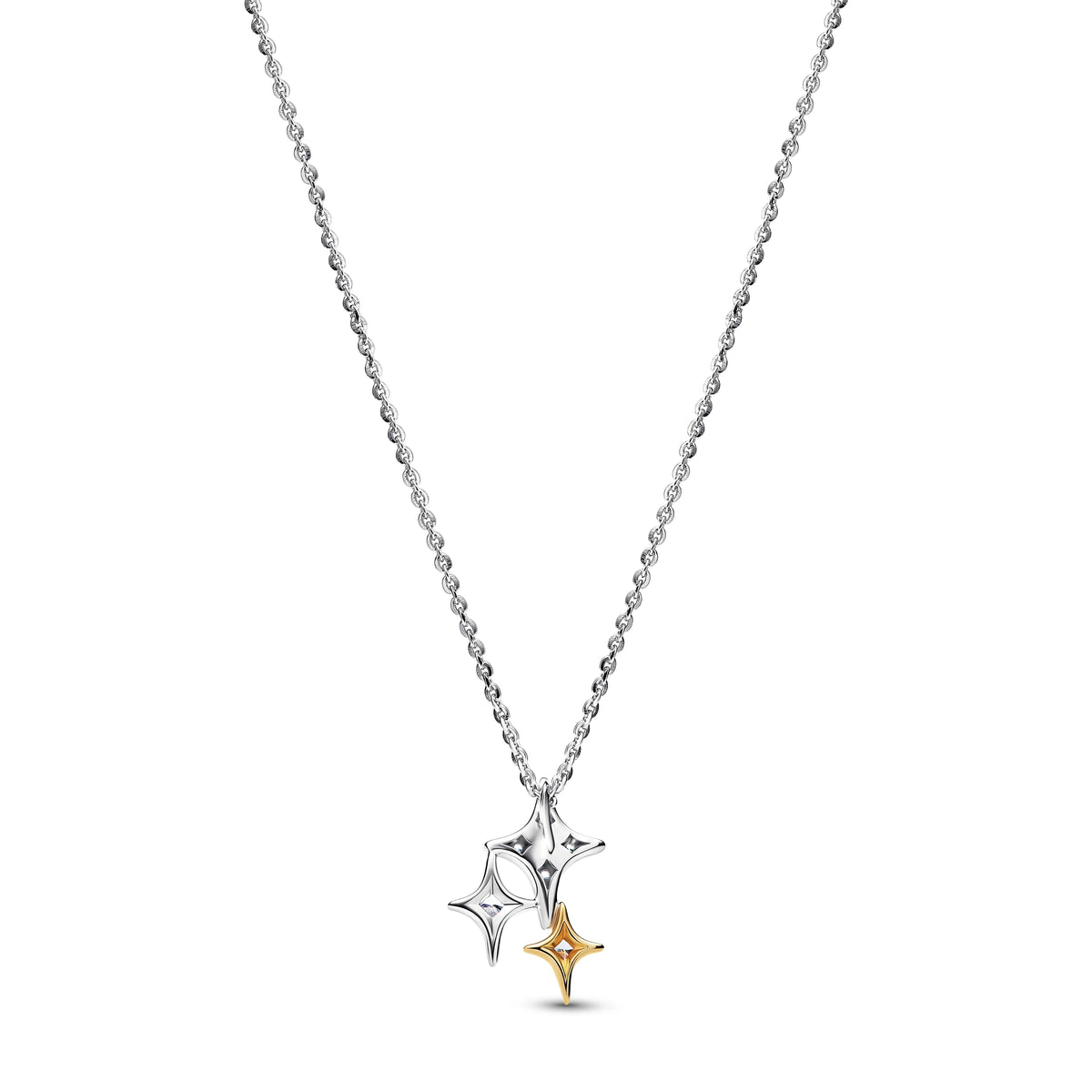 Stellas argento sterling e placcato oro 14k collana con pendente con zirconia cubica trasparente - 365051C01 - Simmi Gioiellerie -Collane